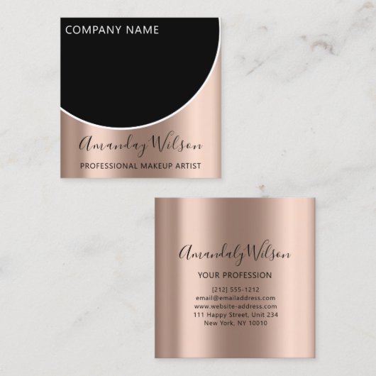モダンプロフェッショナルメイクアップアーティストのインフルエンサーバラ スクエア名刺 (正面/裏面)