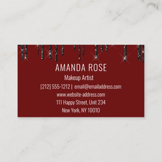 モダンプロフェッショナルメイクアップアーティストヘアブルゴーニュ 名刺 (裏面)