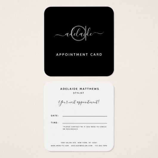 モダンプロフェッショナルメイクアップサロンアポイントメントカード (正面&裏面)