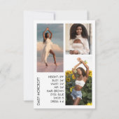 モダンプロフェッショナルモデルアクター写真のコンポジットカード カード (裏面)