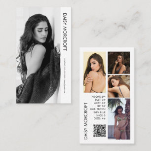 モダンプロフェッショナルモデルアクター写真のコンポジットカード 名刺
