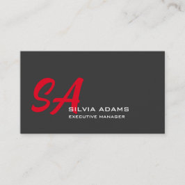 モダンプロフェッショナルモノグラムのプレインレッドグレー 名刺