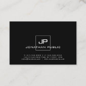 モダンプロフェッショナルモノグラムの白黒シック 名刺 (正面)