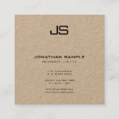 モダンプロフェッショナルモノグラムエレガントクラフト紙 スクエア名刺 (裏面)