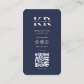 モダンプロフェッショナルモノグラムエレガントダークブルー 名刺 (裏面)