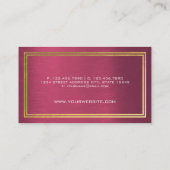 モダンプロフェッショナルラズベリーピンクゴールドフォイルフレーム 名刺 (裏面)