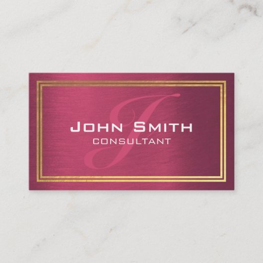 モダンプロフェッショナルラズベリーピンクゴールドフォイルフレーム 名刺 (正面)
