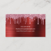 モダンプロフェッショナルレッドグリッタースタイリスト 名刺 (裏面)