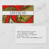 モダンプロフェッショナルレッドペイズリー名刺 名刺 (正面/裏面)