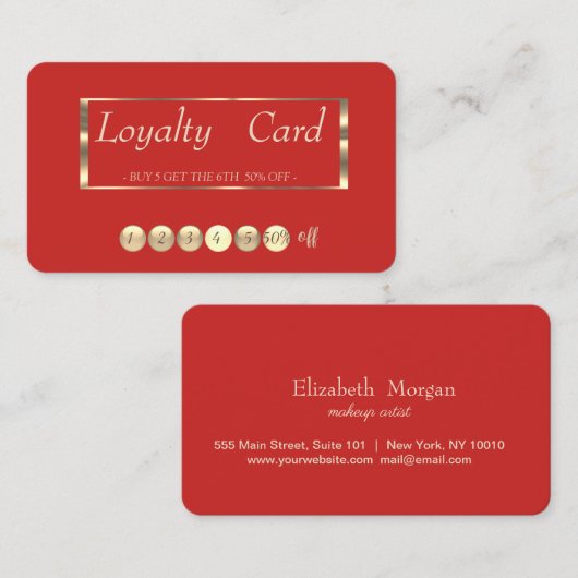 モダンプロフェッショナルレッドロイヤリティカード ロイヤリティカード (正面/裏面)