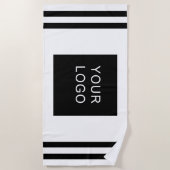 モダンプロフェッショナルロゴストライプ白 ビーチタオル (正面)