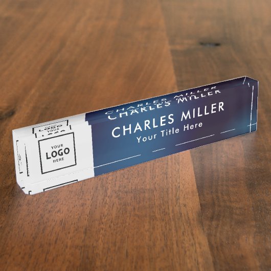 モダンプロフェッショナルロゴデスク デスクネームプレート (側面)