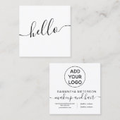 モダンプロフェッショナルロゴ白黒hello スクエア名刺 (正面/裏面)