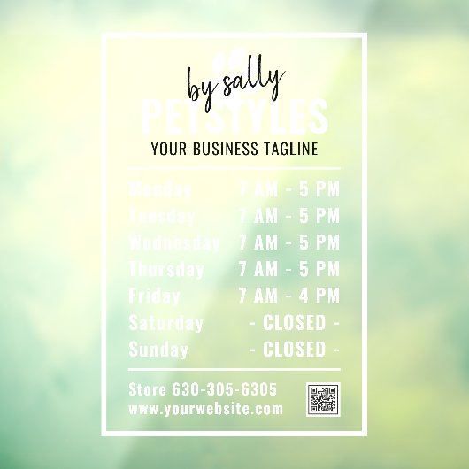 モダンプロフェッショナルロゴ開館時間白黒 ウィンドウサイン (シート3)