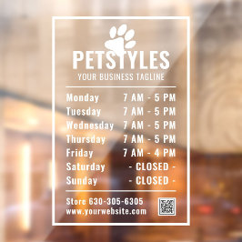 モダンプロフェッショナルロゴ開館時間（白） ウィンドウサイン