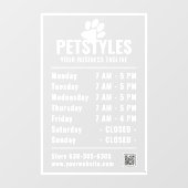 モダンプロフェッショナルロゴ開館時間（白） ウィンドウサイン (シート)