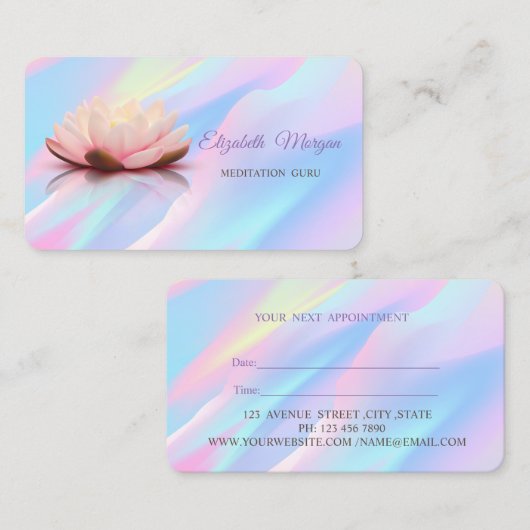 モダンプロフェッショナルロータス型ホログラフィックアポイントメント 予約カード (正面/裏面)