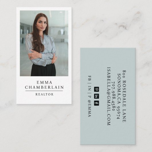 モダンプロフェッショナル不動産仲介業者写真 名刺 (正面/裏面)