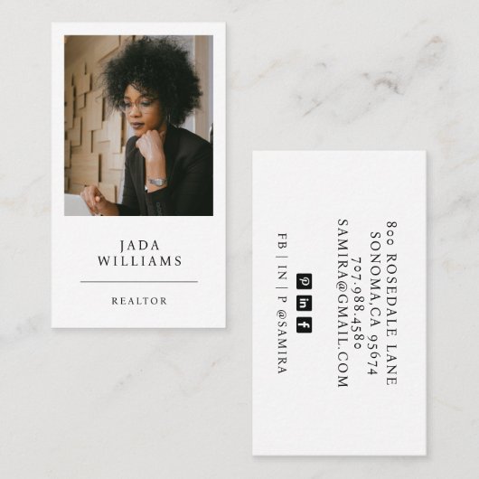 モダンプロフェッショナル不動産仲介業者写真 名刺 (正面/裏面)