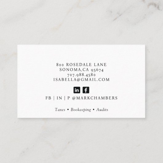 モダンプロフェッショナル事業写真会計士 名刺 (裏面)