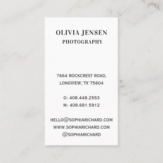 モダンプロフェッショナル事業写真 名刺 (裏面)