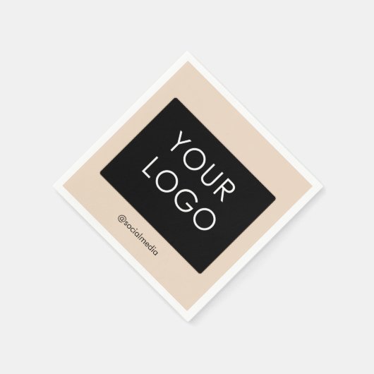 モダンプロフェッショナル会社のロゴベージュ スタンダードカクテルナプキン (角)