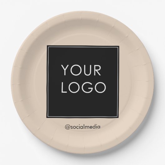 モダンプロフェッショナル会社のロゴベージュ ペーパープレート (正面)