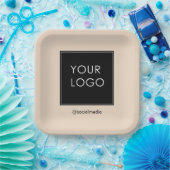 モダンプロフェッショナル会社のロゴベージュ ペーパープレート (パーティー)