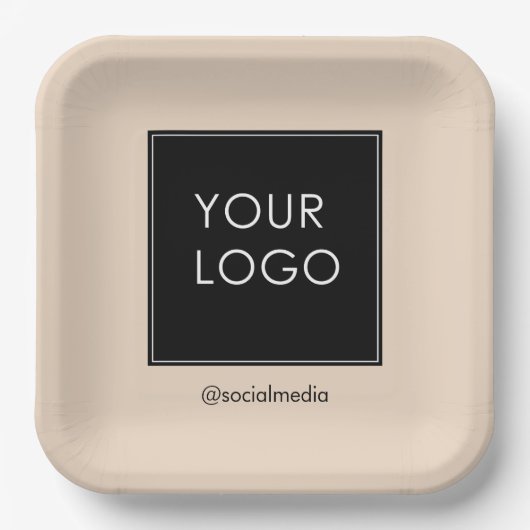 モダンプロフェッショナル会社のロゴベージュ ペーパープレート (正面)