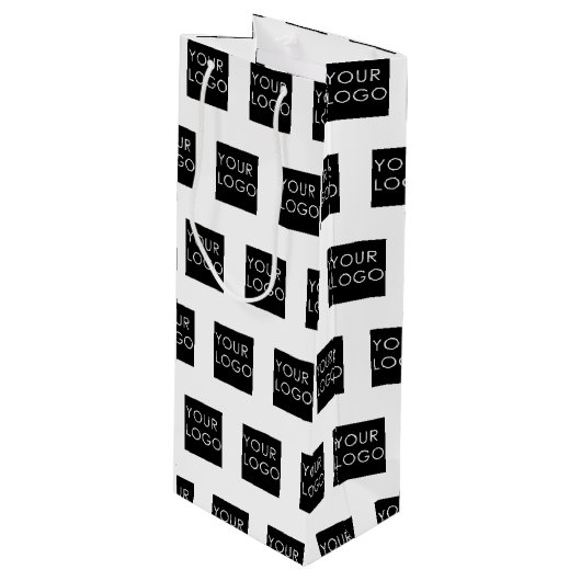 モダンプロフェッショナル会社のロゴホワイト ワインギフトバッグ (正面アングル)