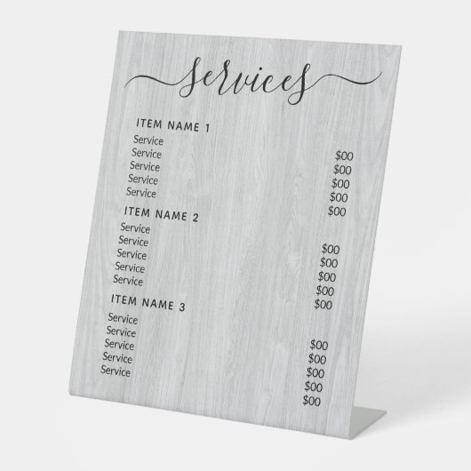 モダンプロフェッショナル価格表 台座サイン (正面)