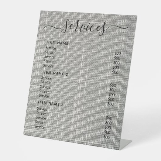 モダンプロフェッショナル価格表 台座サイン (正面)