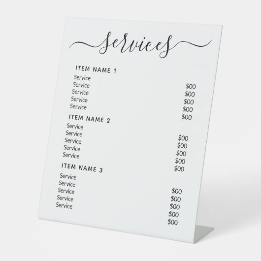 モダンプロフェッショナル価格表 台座サイン (正面)