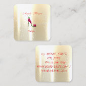 モダンプロフェッショナル光沢のある金ゴールド、フラワーヒール スクエア名刺 (正面/裏面)