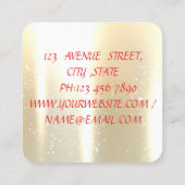 モダンプロフェッショナル光沢のある金ゴールド、フラワーヒール スクエア名刺 (裏面)