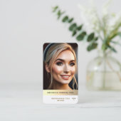 モダンプロフェッショナル写真エレガント白金ゴールド 名刺 (スタンド正面)