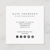 モダンプロフェッショナル写真QRコード スクエア名刺 (裏面)