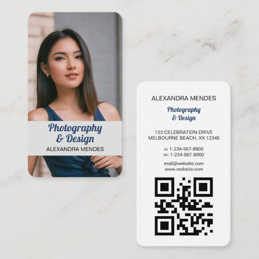 モダンプロフェッショナル写真QRコード 名刺 (正面/裏面)