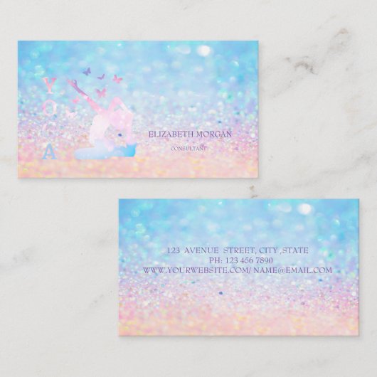 モダンプロフェッショナル女子《写真》ぼけ味グラデーションヨガ 名刺 (正面/裏面)