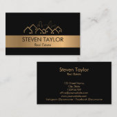 モダンプロフェッショナル実在エステート不動産仲介業者金ゴールド 名刺 (正面/裏面)