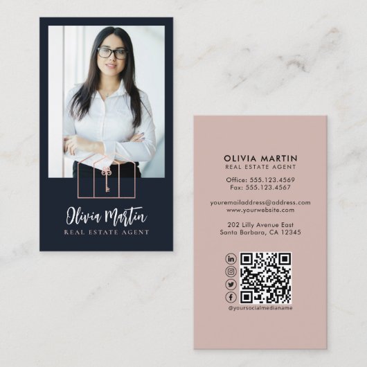 モダンプロフェッショナル実在写真とロゴ 名刺 (正面/裏面)