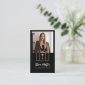 モダンプロフェッショナル実在写真とロゴ 名刺 (スタンド正面)