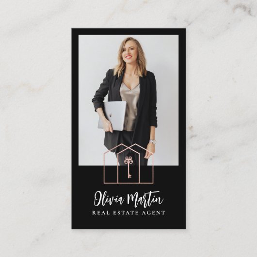 モダンプロフェッショナル実在写真とロゴ 名刺 (正面)