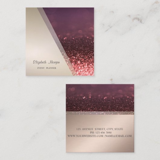 モダンプロフェッショナル幾何グリッター《写真》ぼけ味 スクエア名刺 (正面/裏面)