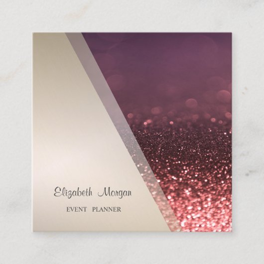モダンプロフェッショナル幾何グリッター《写真》ぼけ味 スクエア名刺 (正面)