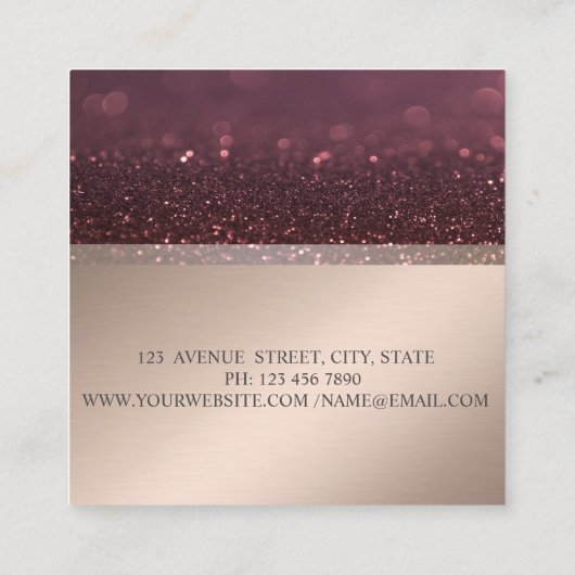 モダンプロフェッショナル幾何グリッター《写真》ぼけ味 スクエア名刺 (裏面)