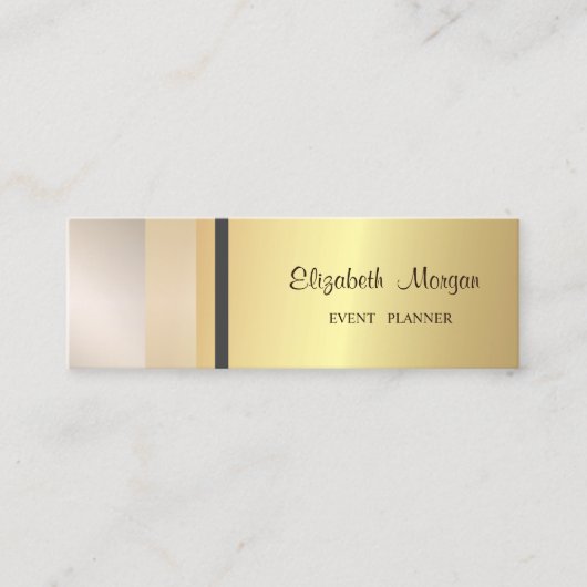 モダンプロフェッショナル幾何ストライプ,金ゴールド スキニー名刺 (正面)