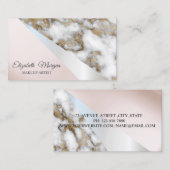 モダンプロフェッショナル幾何学模様、白金ゴールド大理石 名刺 (正面/裏面)