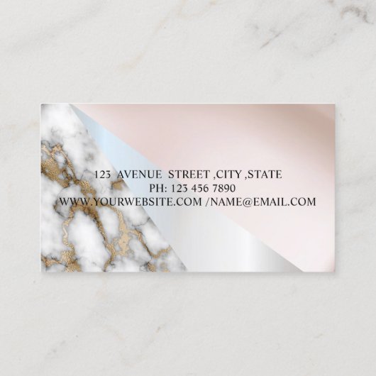 モダンプロフェッショナル幾何学模様、白金ゴールド大理石 名刺 (裏面)