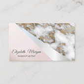 モダンプロフェッショナル幾何学模様、白金ゴールド大理石 名刺 (正面)